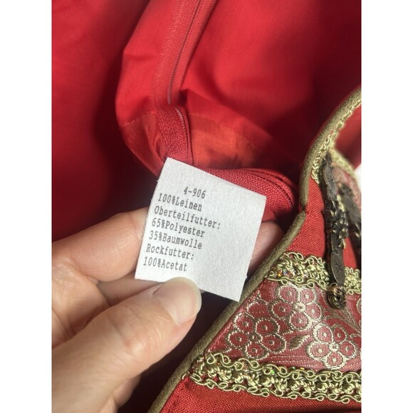 Country Line Western 100% Linen Dress Midi Size 34 Red - Picture 4 of 4